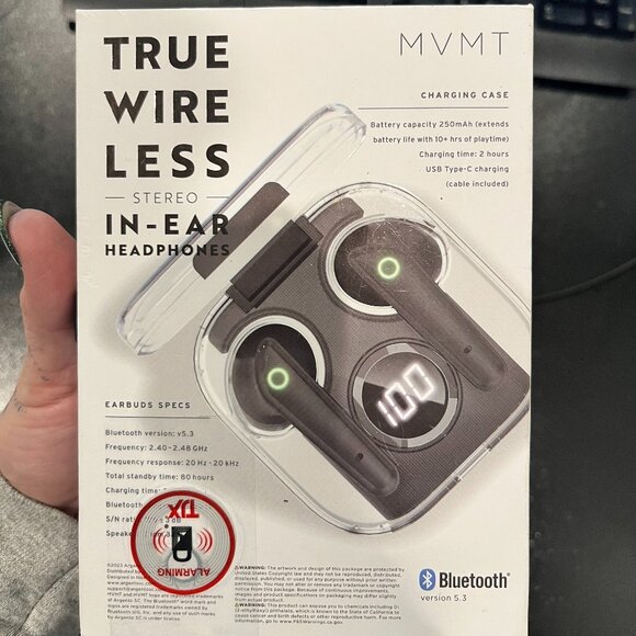 MVMT True Wireless In-Ear Headphones Model 11 Bluetooth w/ Charging Case NWT - Picture 2 of 3
